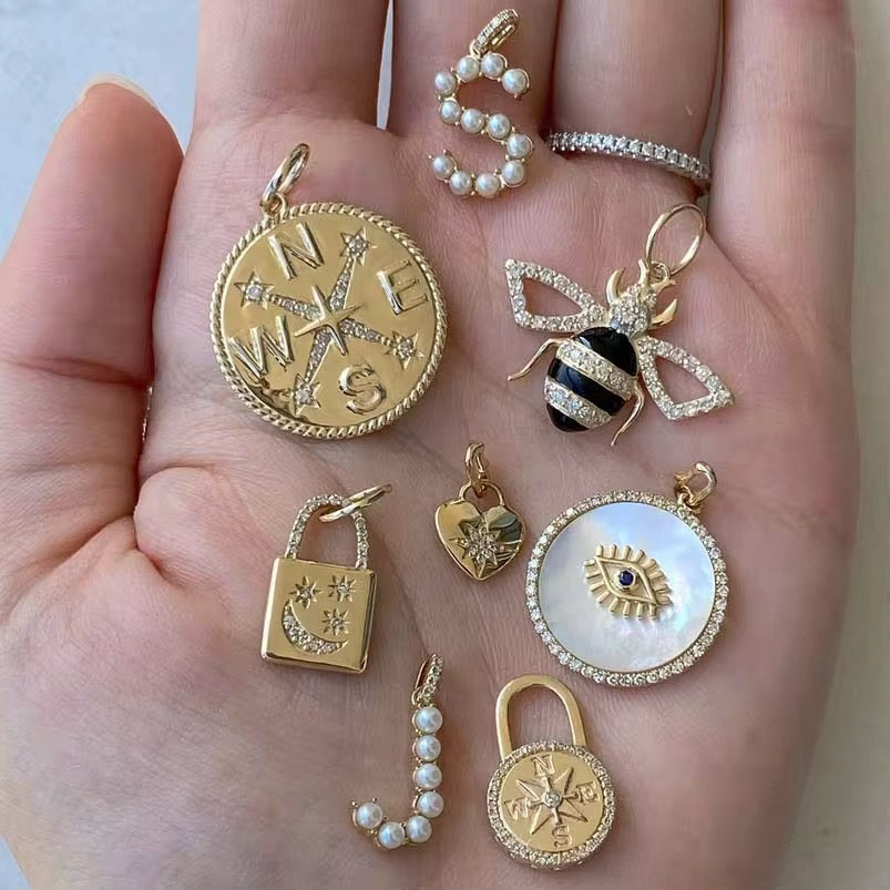 Initial Charm Pearl Letter Pendant