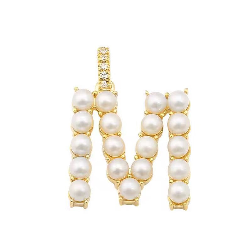 Initial Charm Pearl Letter Pendant
