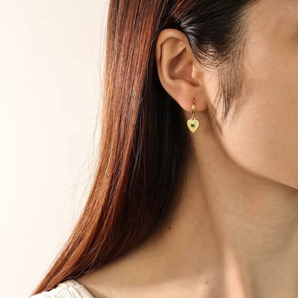 Heart Hoop Dangle Earrings