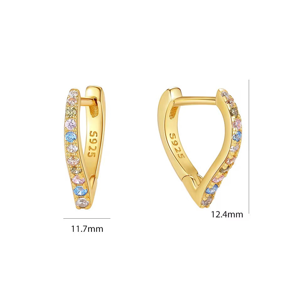 CZ Heart Hoop Earrings
