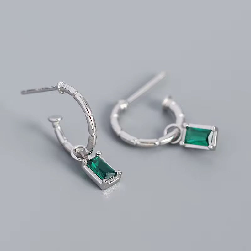 Green Stud Dangle Earrings