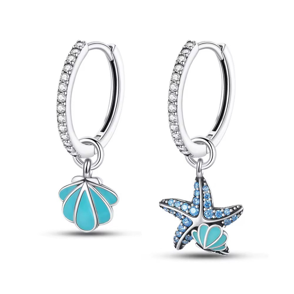 Starfish Hoop Dangle Earrings