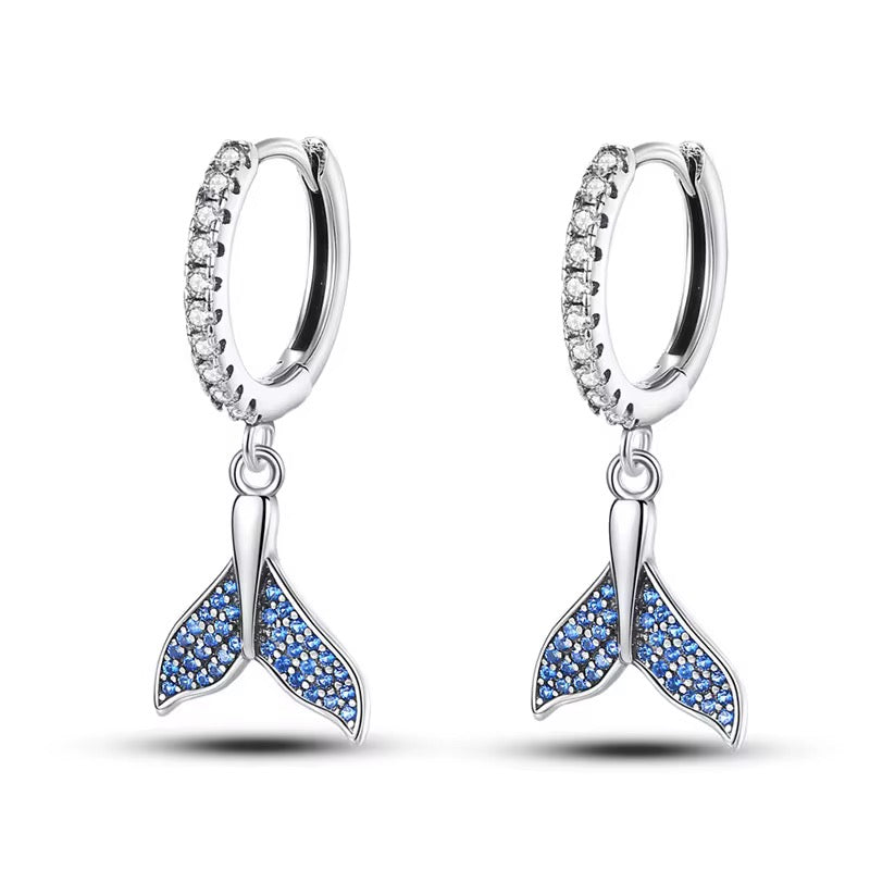 Fishtail Hoop Dangle Earrings