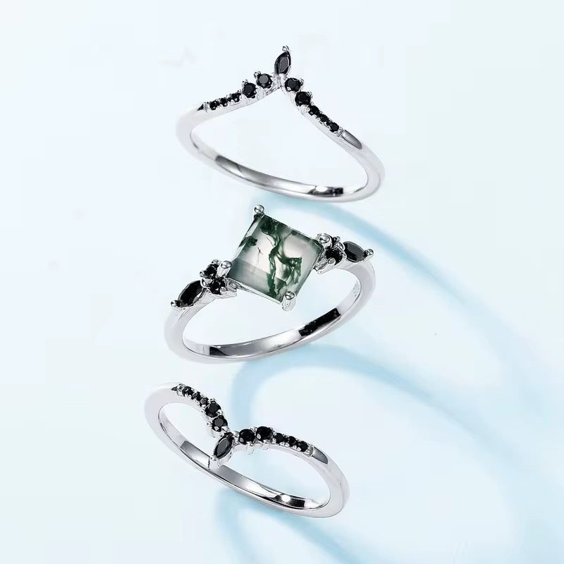 Green Moss Agate Ring