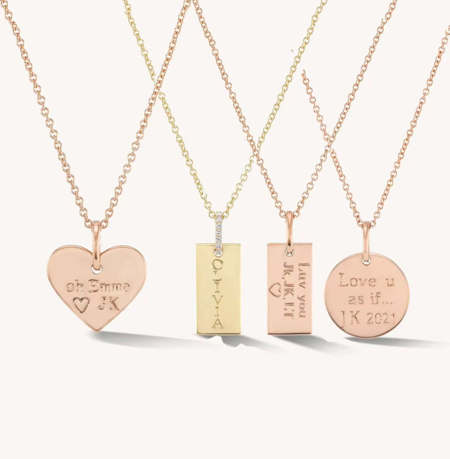 Engravable Rectangle Tag Pendant Necklace