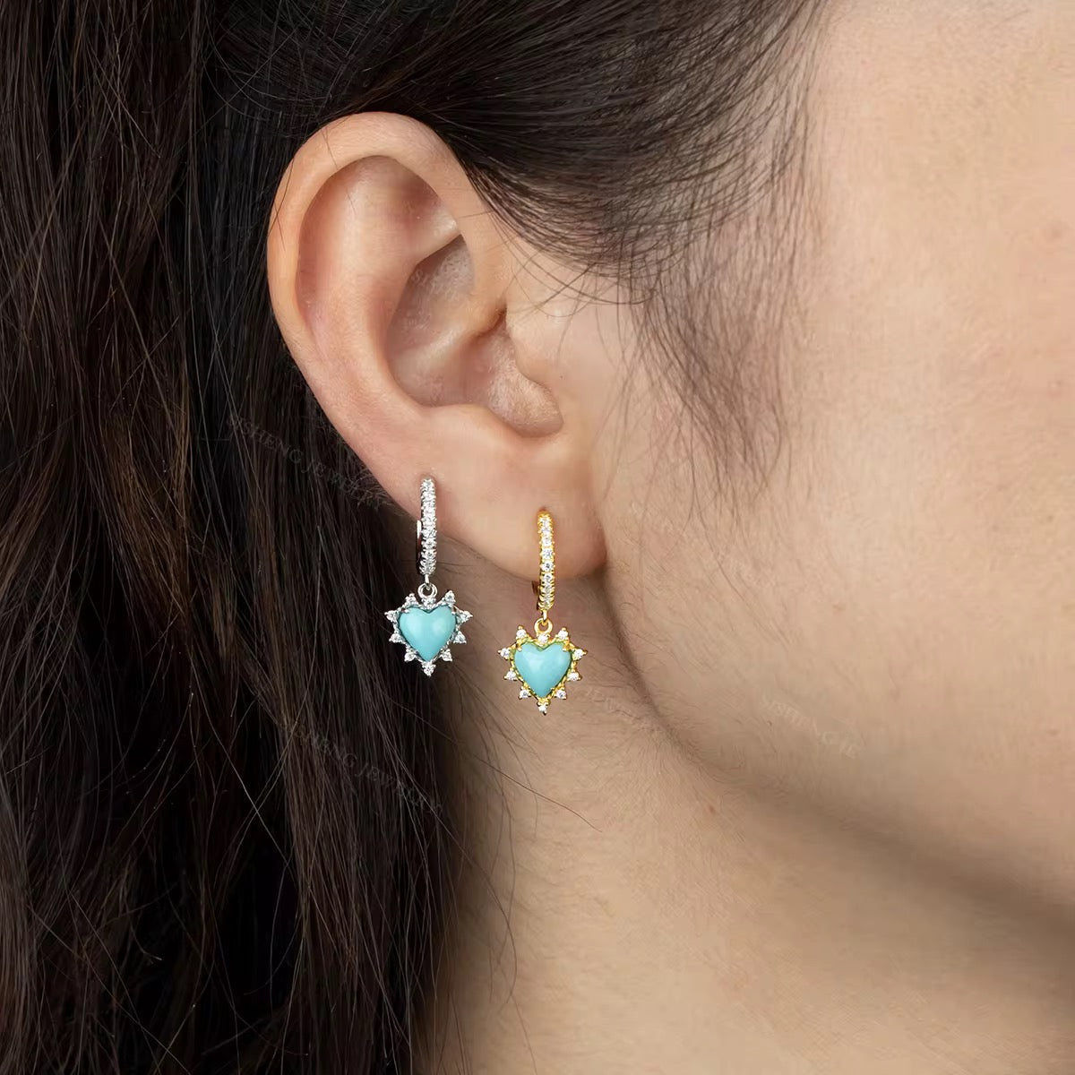 Heart Hoop Dangle Earrings