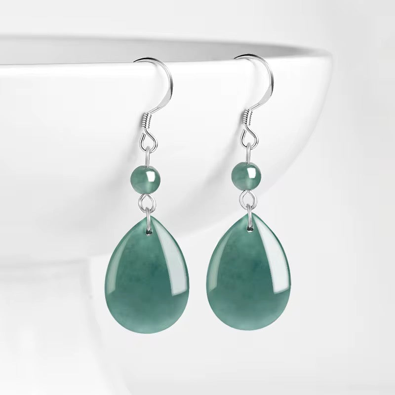 Natural Jadeitea Water droplets Earrings