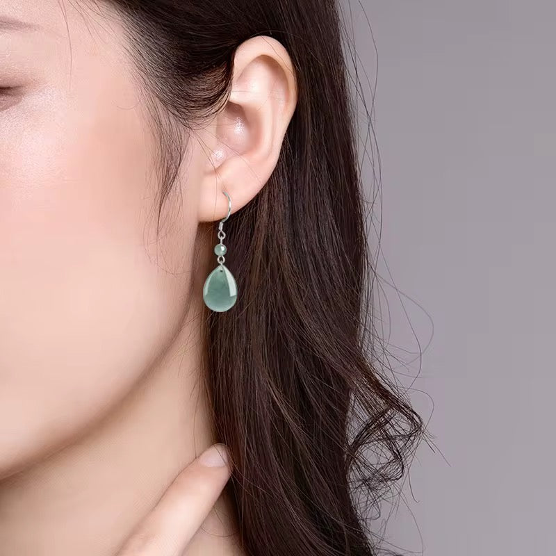 Natural Jadeitea Water droplets Earrings