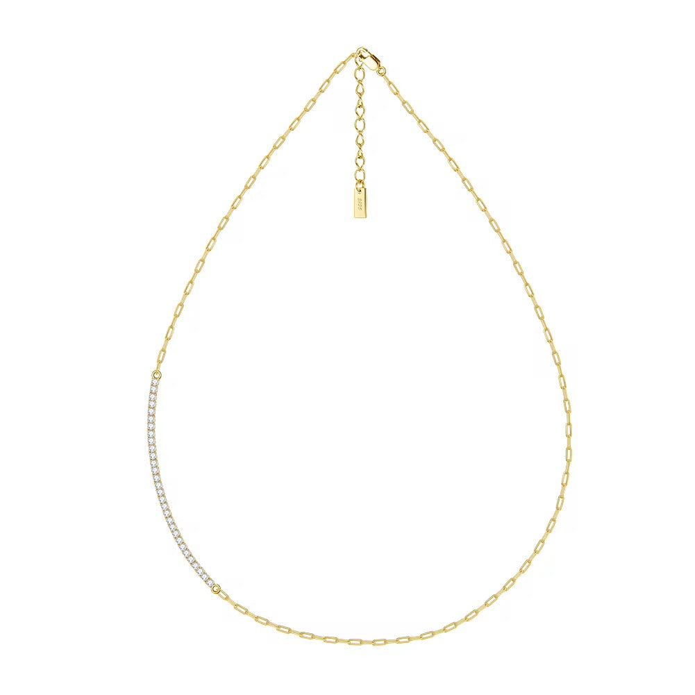 Tennis Paperclip Chain Necklace