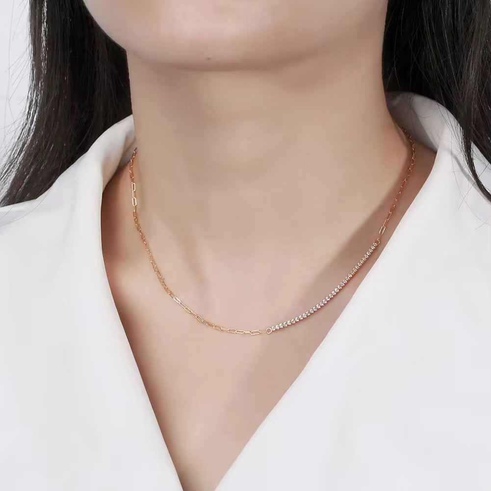 Tennis Paperclip Chain Necklace