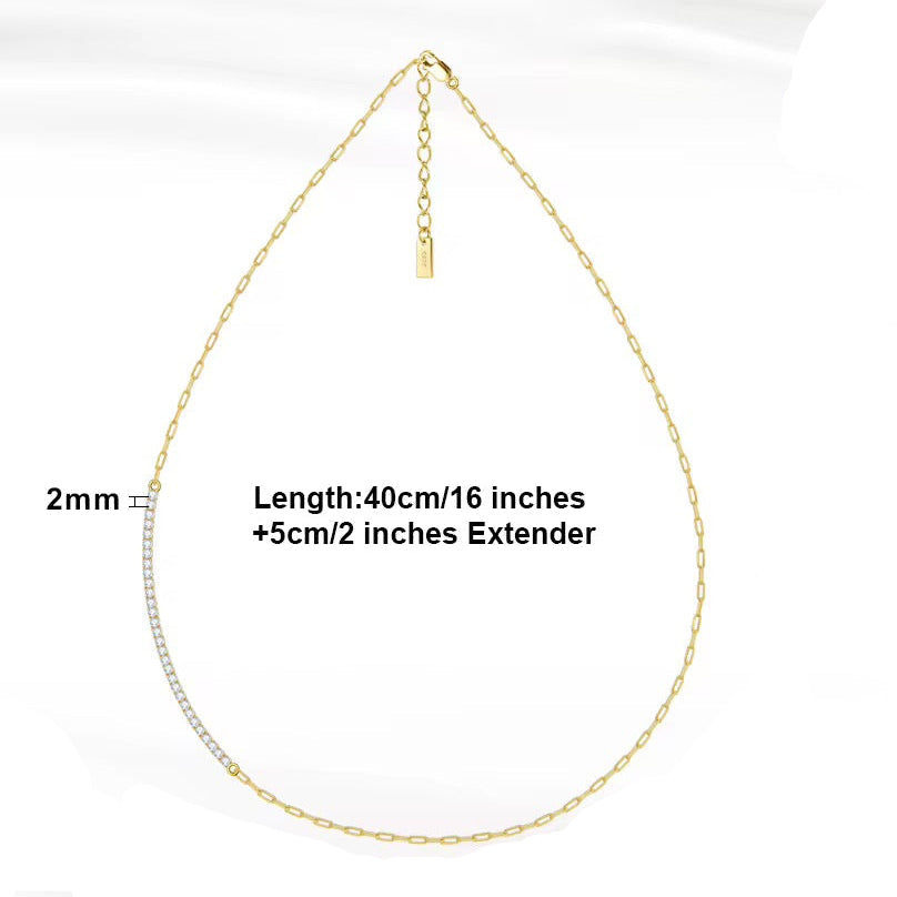 Tennis Paperclip Chain Necklace