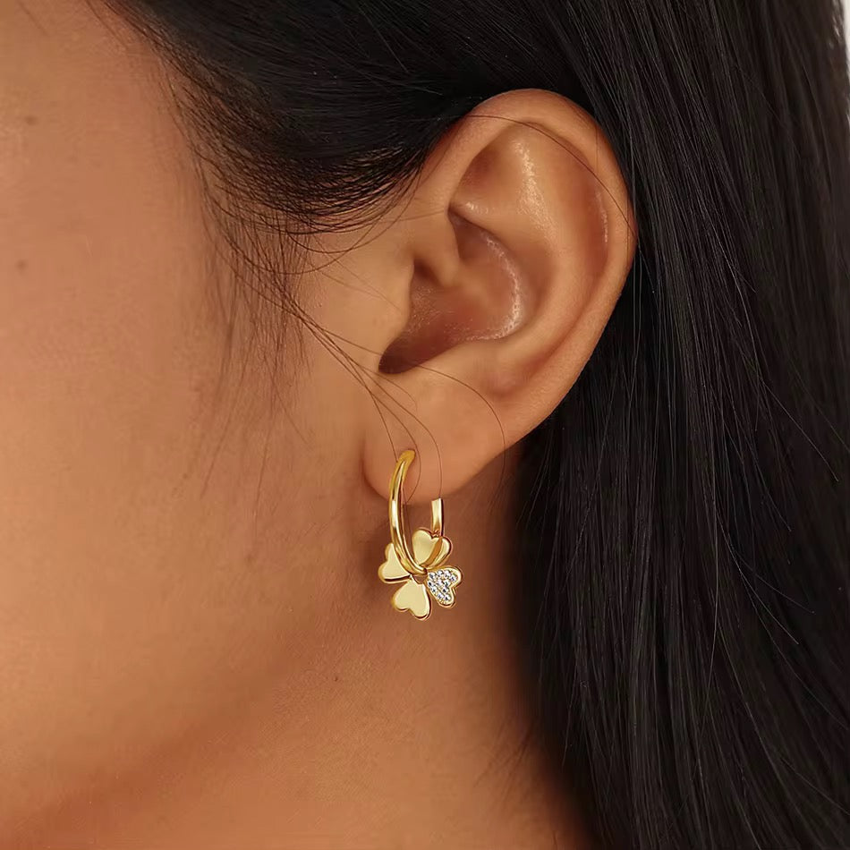 Four Leaf Clover Hoop Earrings