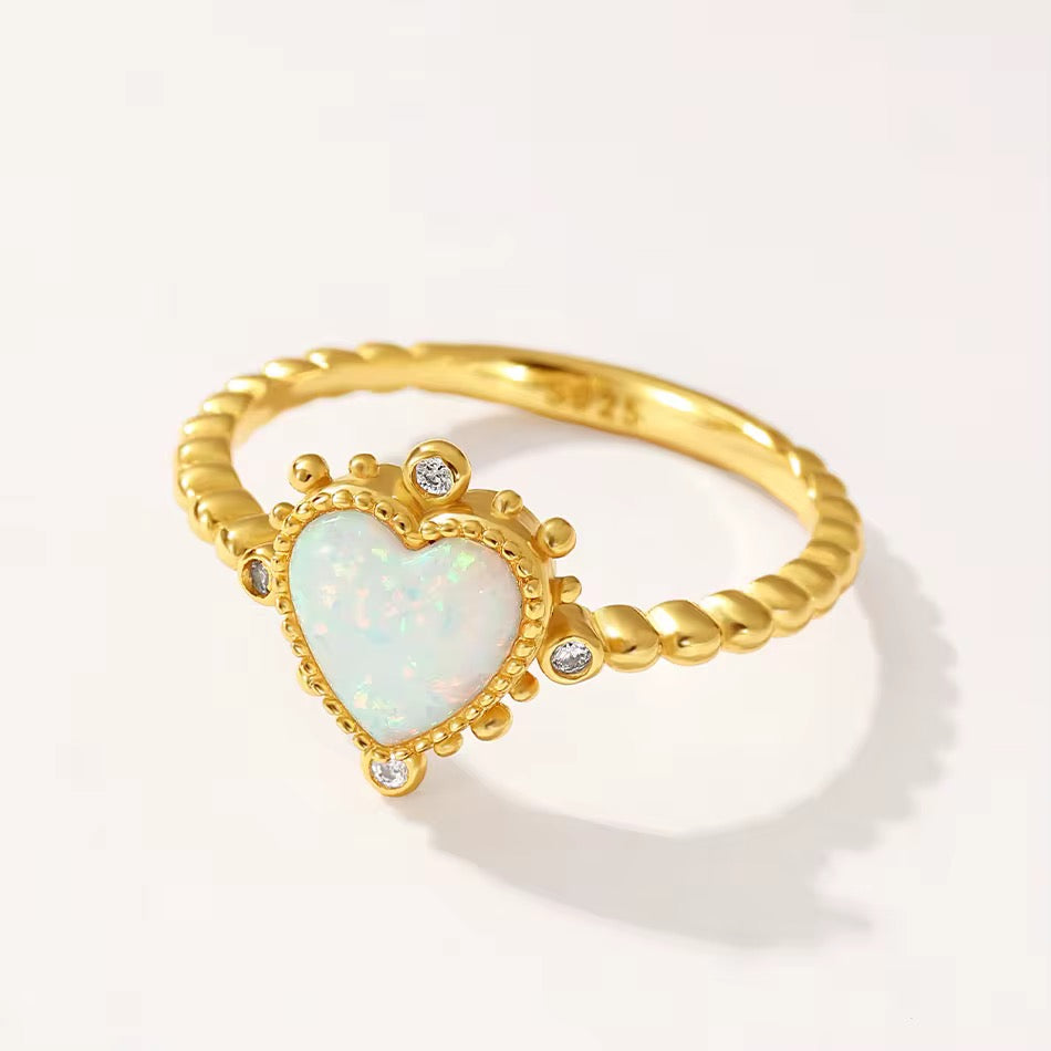 Opal Heart Ring