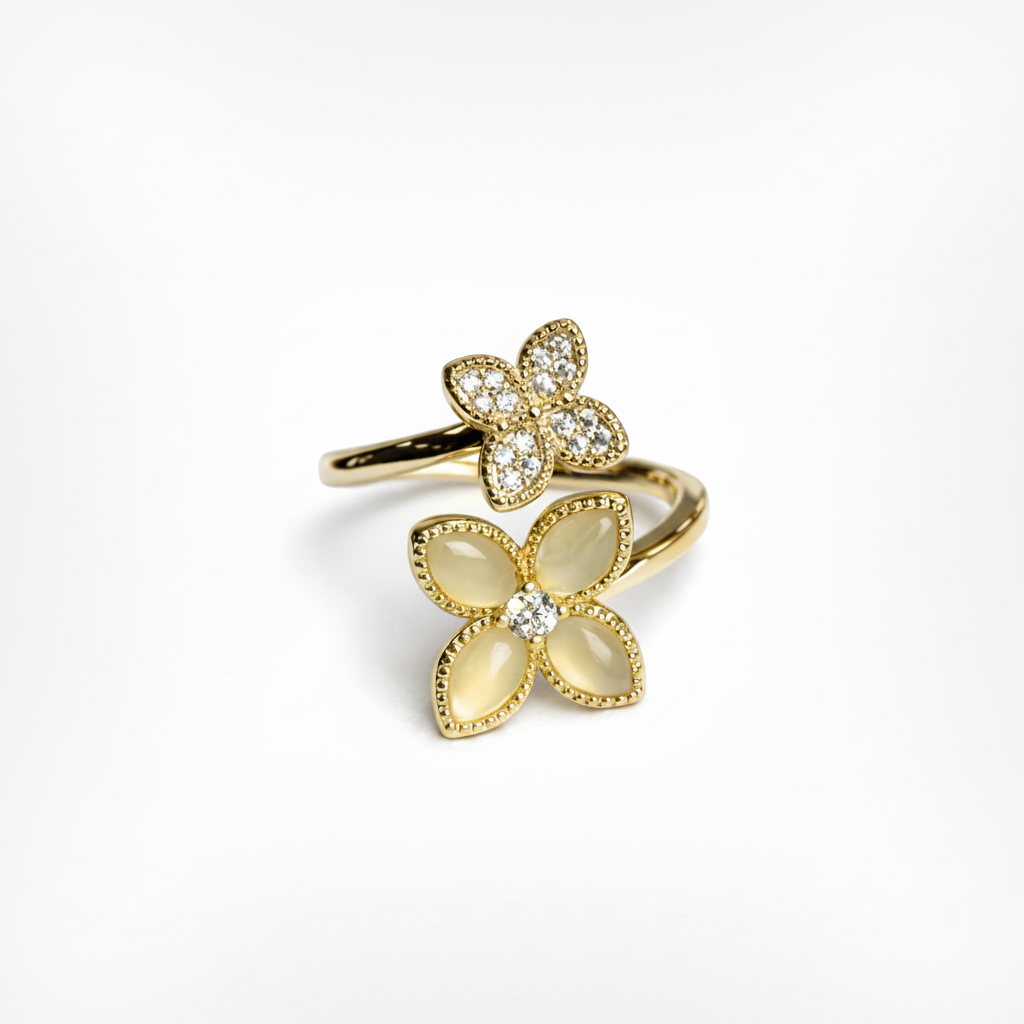 Moonstone Clover Ring
