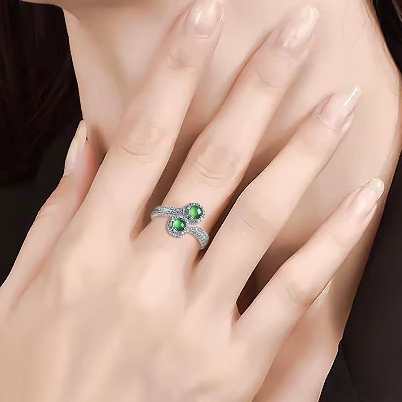 Emerald green Jade ring