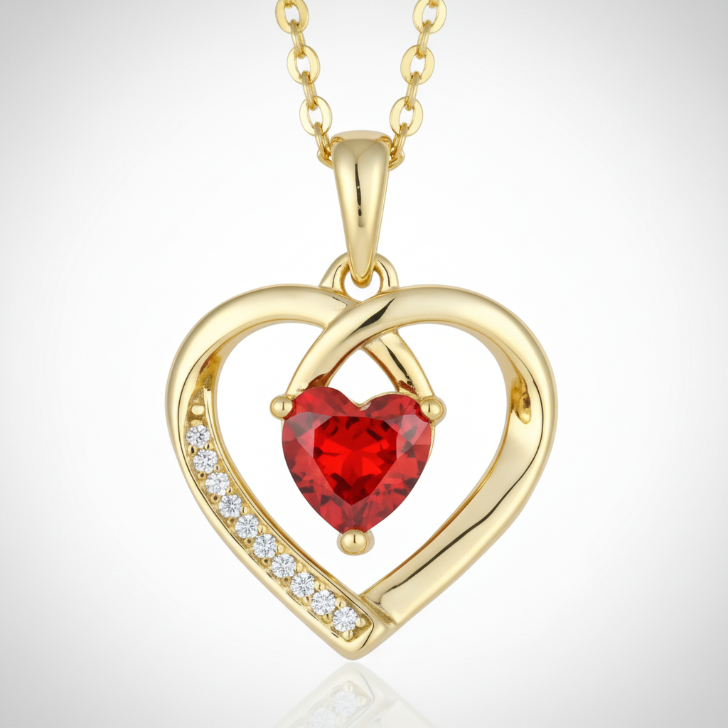 Red Heart Stone Necklace