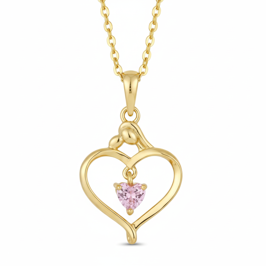 Pink Heart Stone Necklace