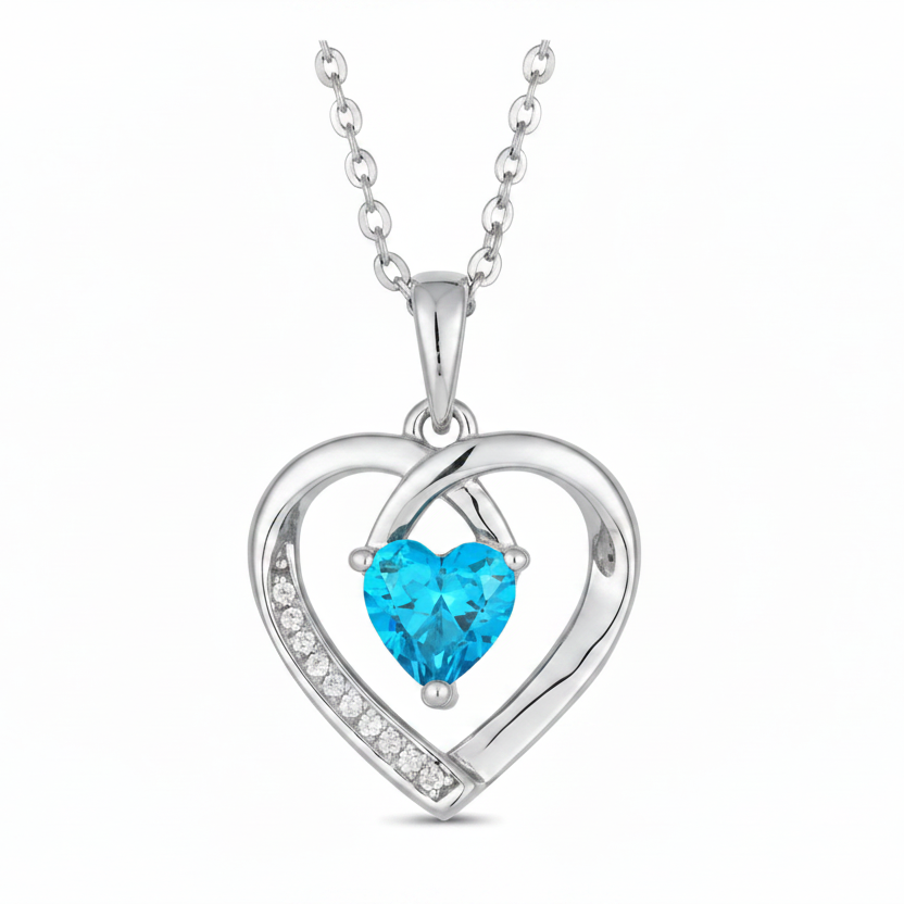 Blue Heart Stone Necklace