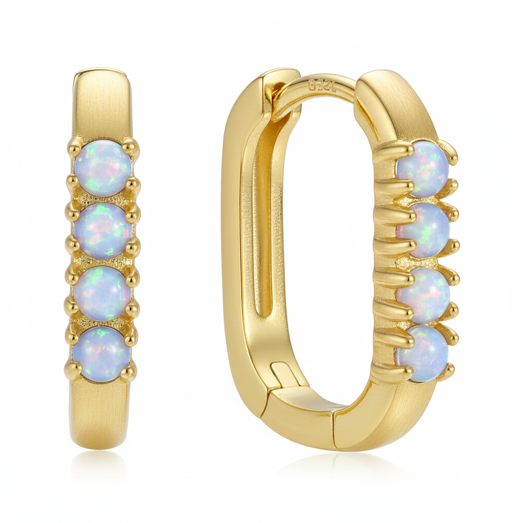 Opal U Huggie Earrings