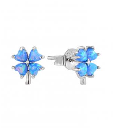 Opal Clover Stud Earrings — Sterling Silver