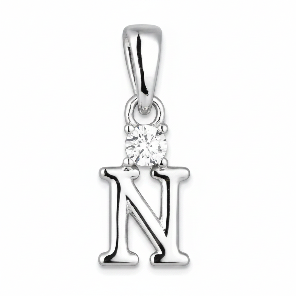 Initial Letter Necklace Sterling Silver