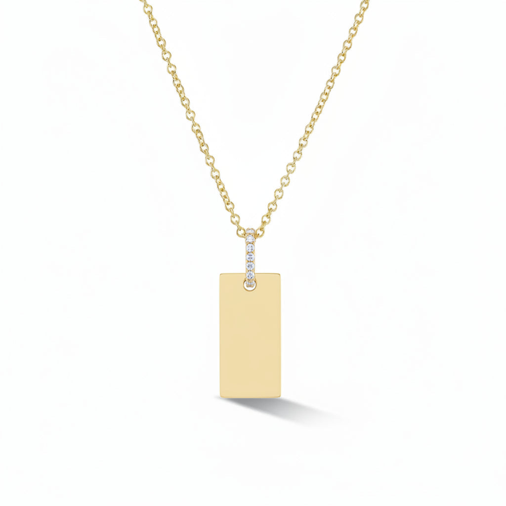 Engravable rectangle tag pendant necklace ready for laser engraving