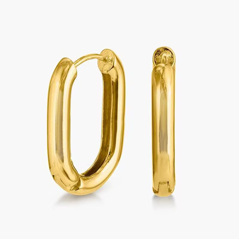 Oval Huggie Hoop Earrings