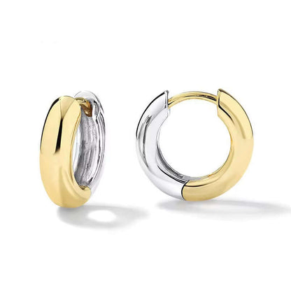 Two Tone Sterling Silver Rhodium and 14k Gold-Plated Earrings, elegant and trendy hoop design.