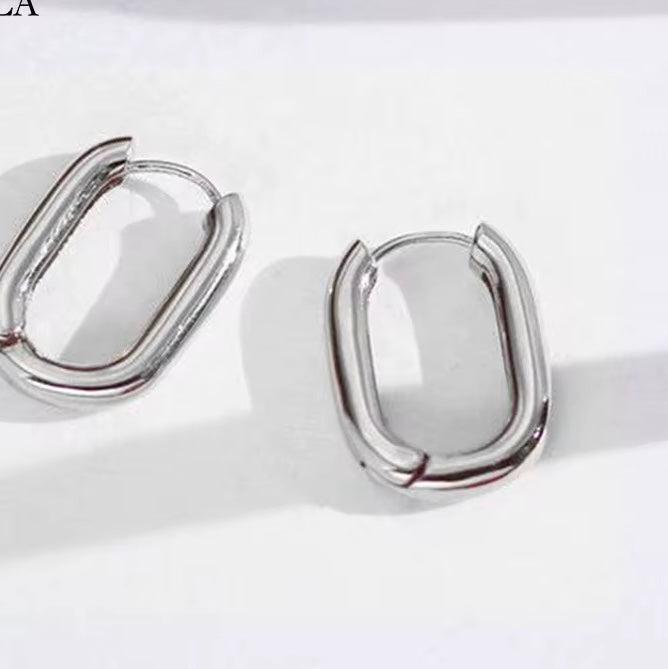 Oval Huggie Hoop Earrings