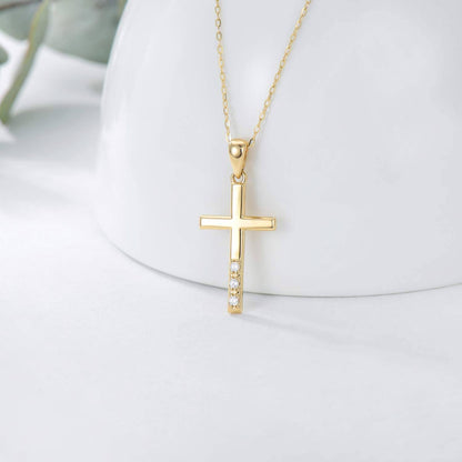 Gold Diamond Cross Pendant Necklace