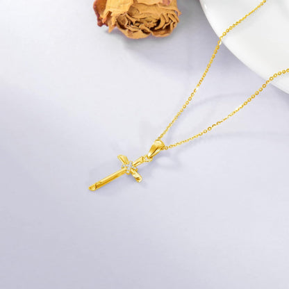 Gold Scroll Cross Pendant Necklace