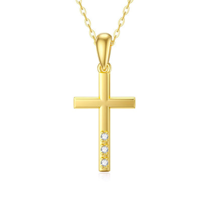 Gold Diamond Cross Pendant Necklace