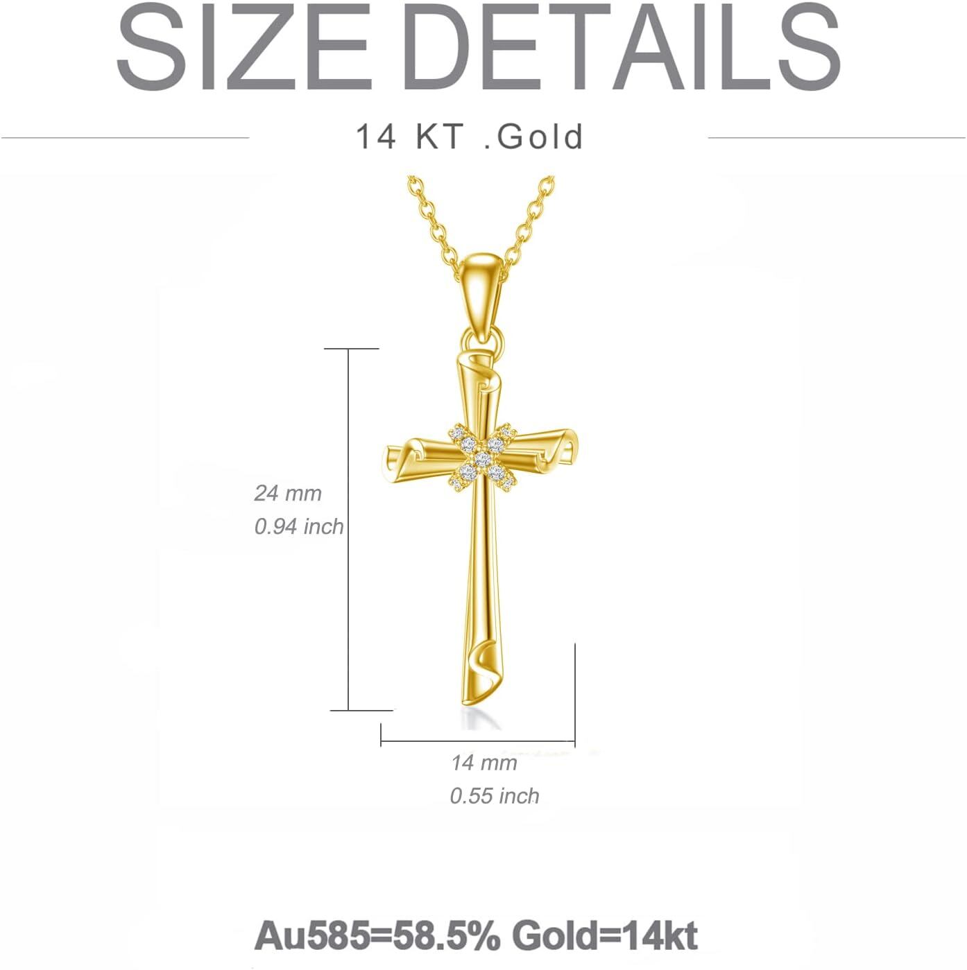 Gold Scroll Cross Pendant Necklace