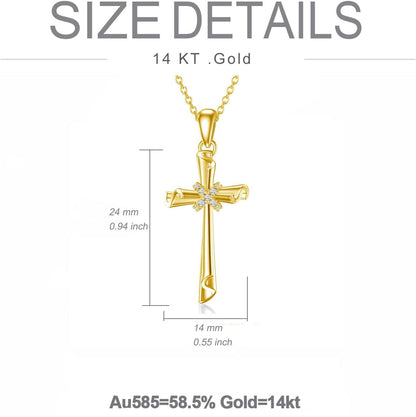 Gold Scroll Cross Pendant Necklace