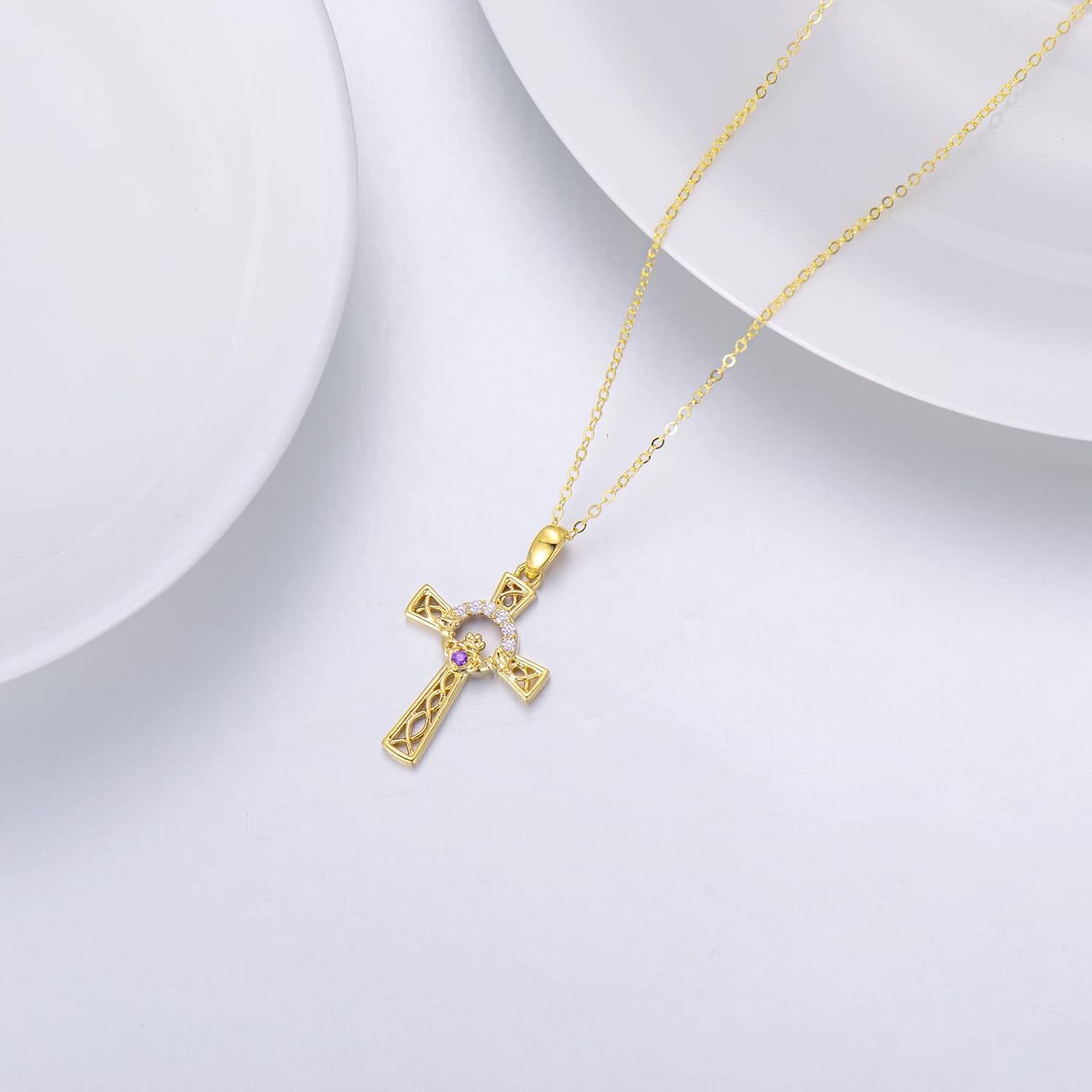 Gold Claddagh Celtic Knot Cross