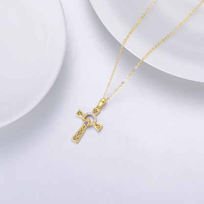 Gold Claddagh Celtic Knot Cross
