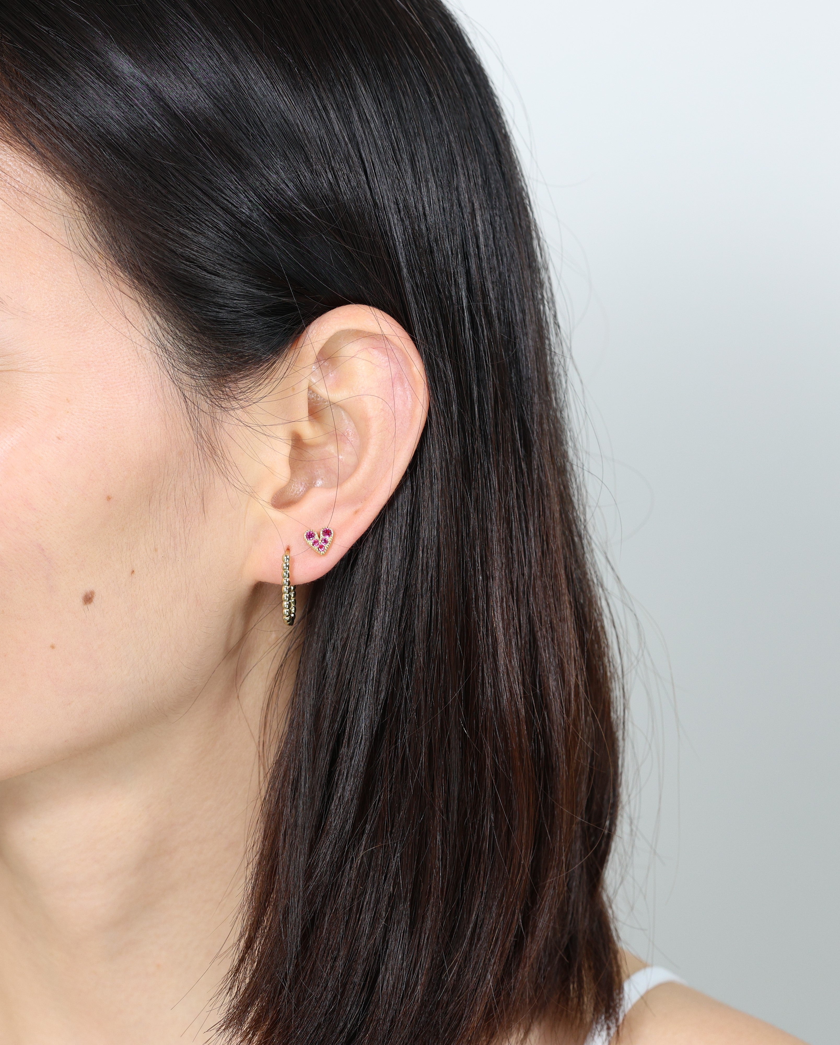 Small Ruby Heart Stud image 3