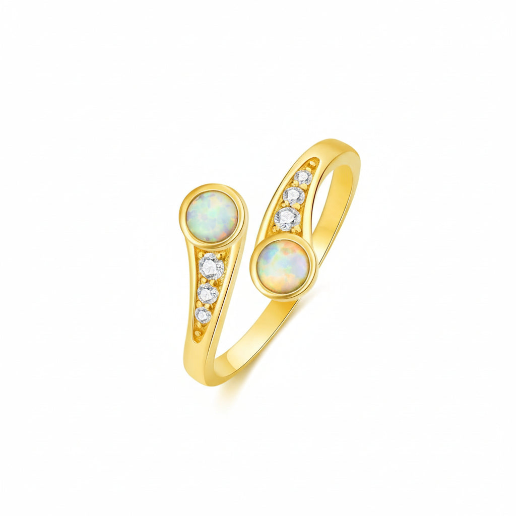 14K Gold & White Opal Toe Ring