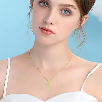 Gold Scroll Cross Pendant Necklace