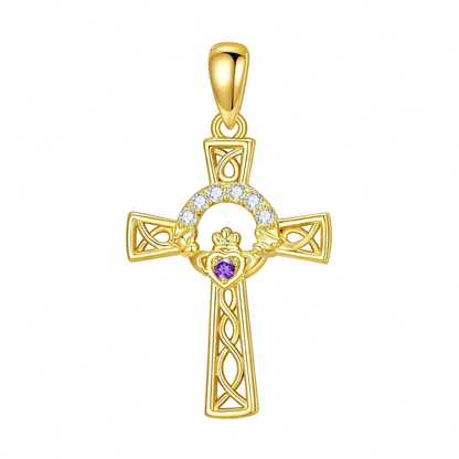 Gold Claddagh Celtic Knot Cross
