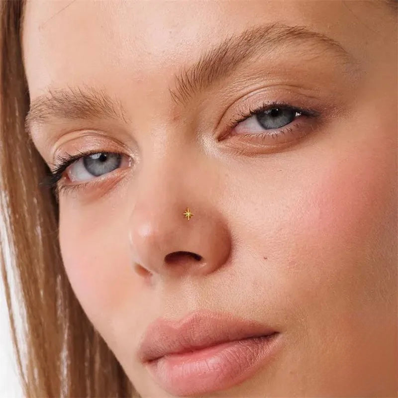 Star Nose Screw Stud — 14K Gold Plated Sterling Silver