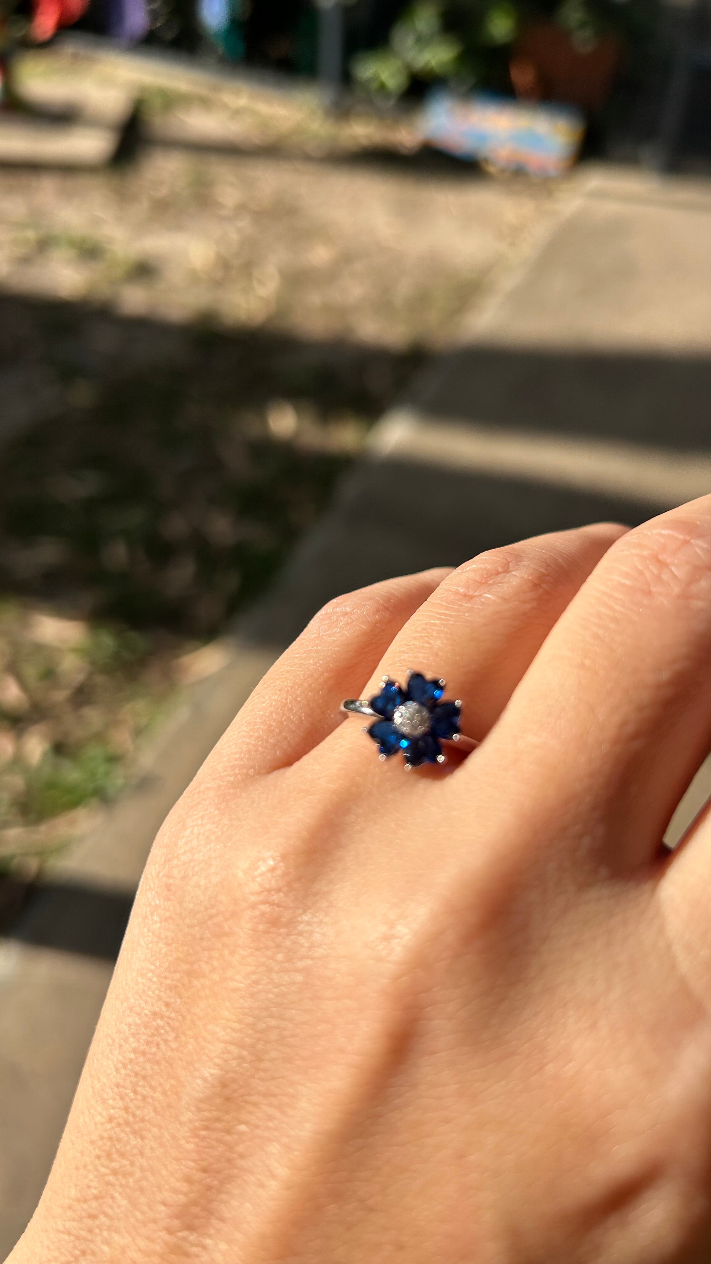 Blue Heart CZ Ring