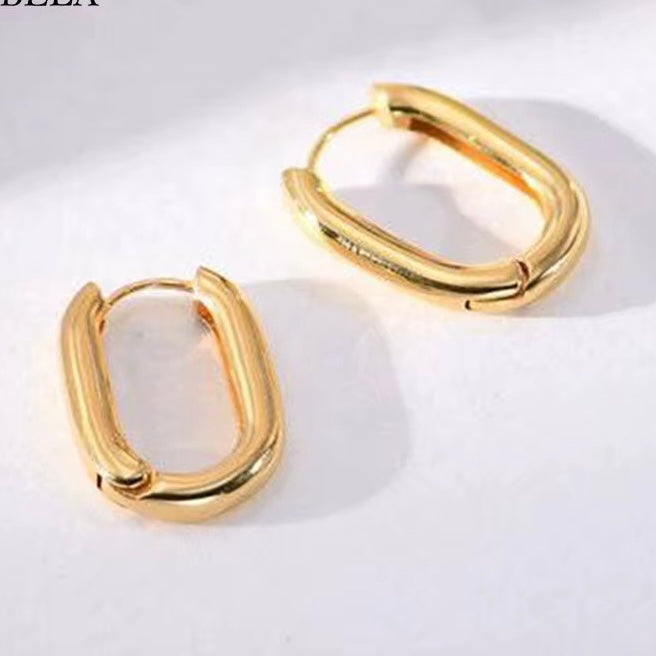 Oval Huggie Hoop Earrings
