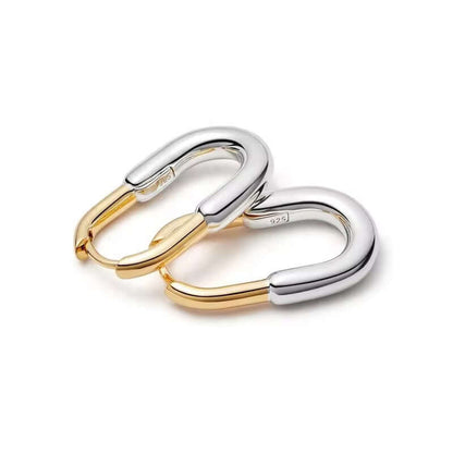 Two tone Sterling Silver and 14k real Gold-Plated earrings, rhodium plated for a stunning shine.