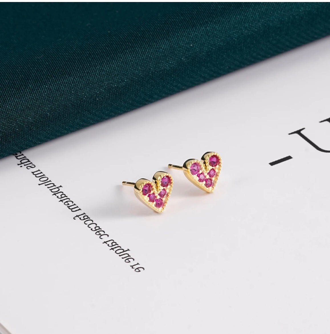 Small Ruby Heart Stud image 1