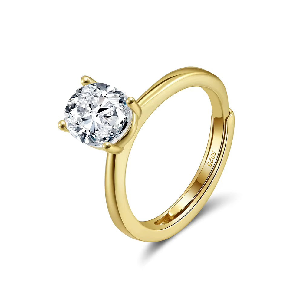 Oval Solitaire Ring — Premium CZ, Sterling Silver