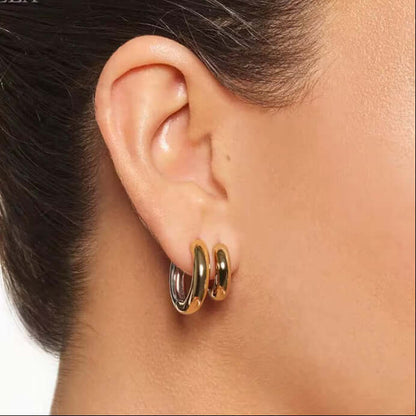 Two Tone Earrings featuring Sterling Silver Rhodium and 18k Gold Plated design for a stylish look.