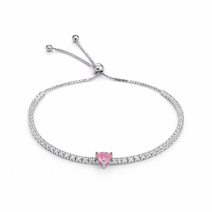 Pink Heart Tennis Bracelet