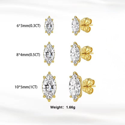 Marquise Moissanite Stud Earrings — Sterling Silver