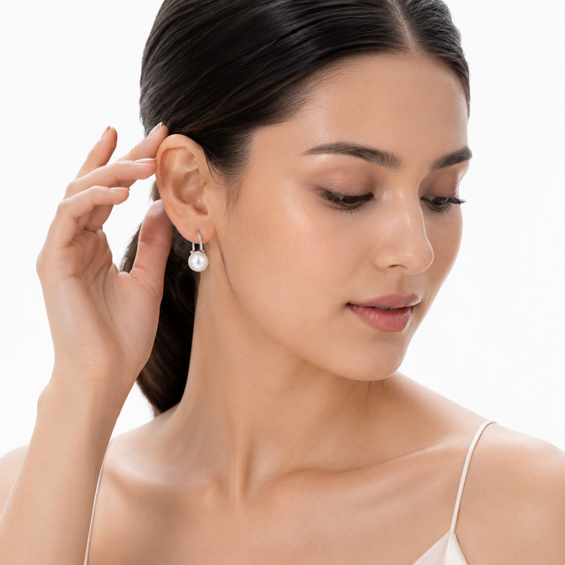 Edison Round Pearl Sterling Silver Earrings